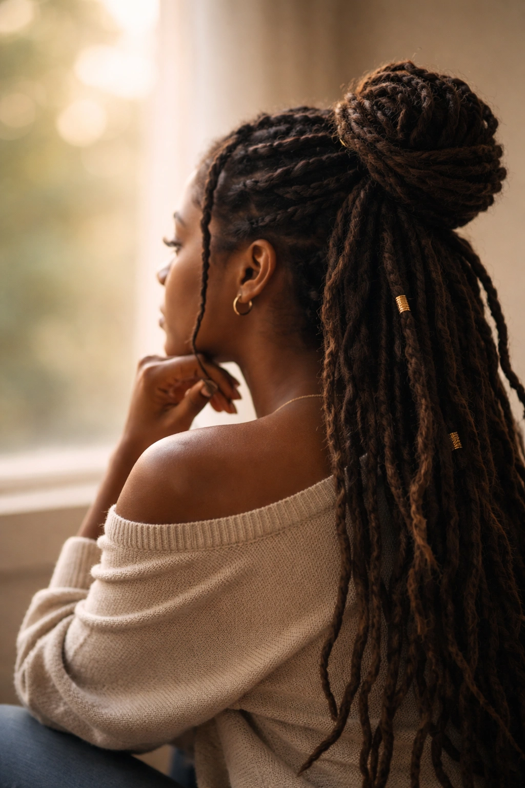 15 Dreadlock Styles For Women At Every Length 16 Abstract gradient background suggesting contemplation about dreadlock styling