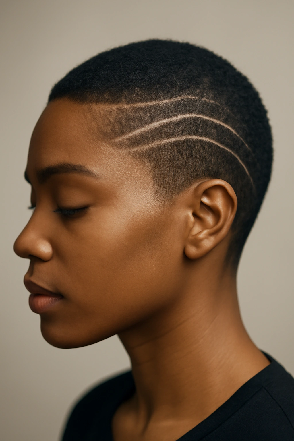 10 Line Design Hairstyles Black Women Are Wearing 12 Abstract silhouette of a head with subtle line designs, reflection concept