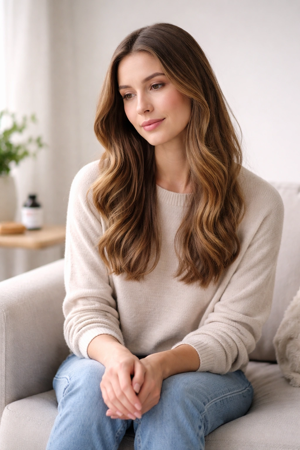 Contemplative person reflecting on hair health and B12