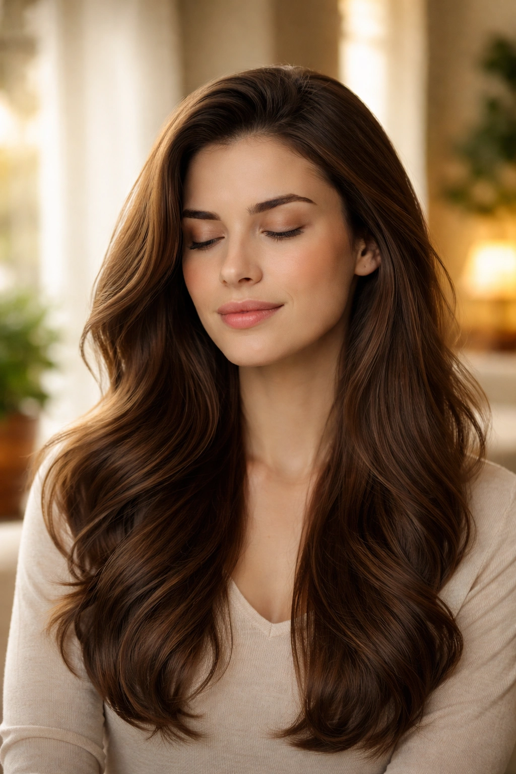 Confident portrait of a person with thick hair in a tranquil setting