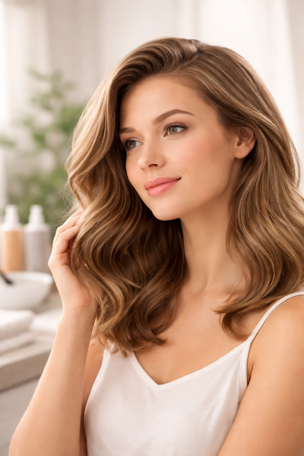 Calm portrait of a person with neat hair in soft lighting