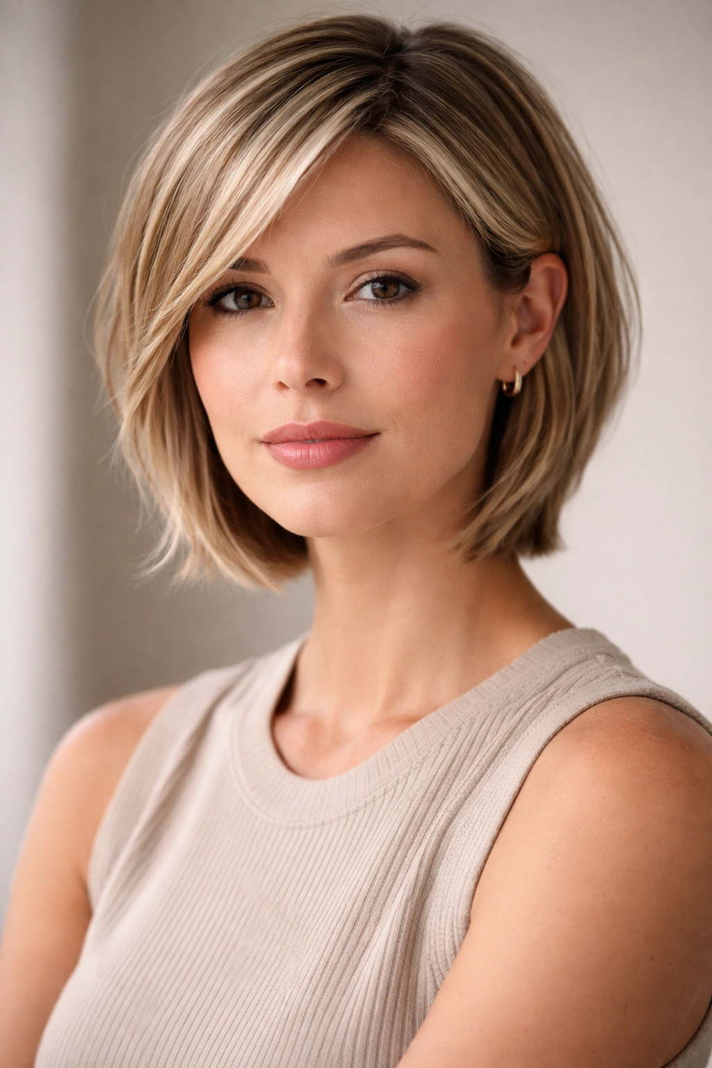 10 Layered Straight Short Cuts That Look So Clean 11 Thoughtful portrait of someone with a layered straight short haircut