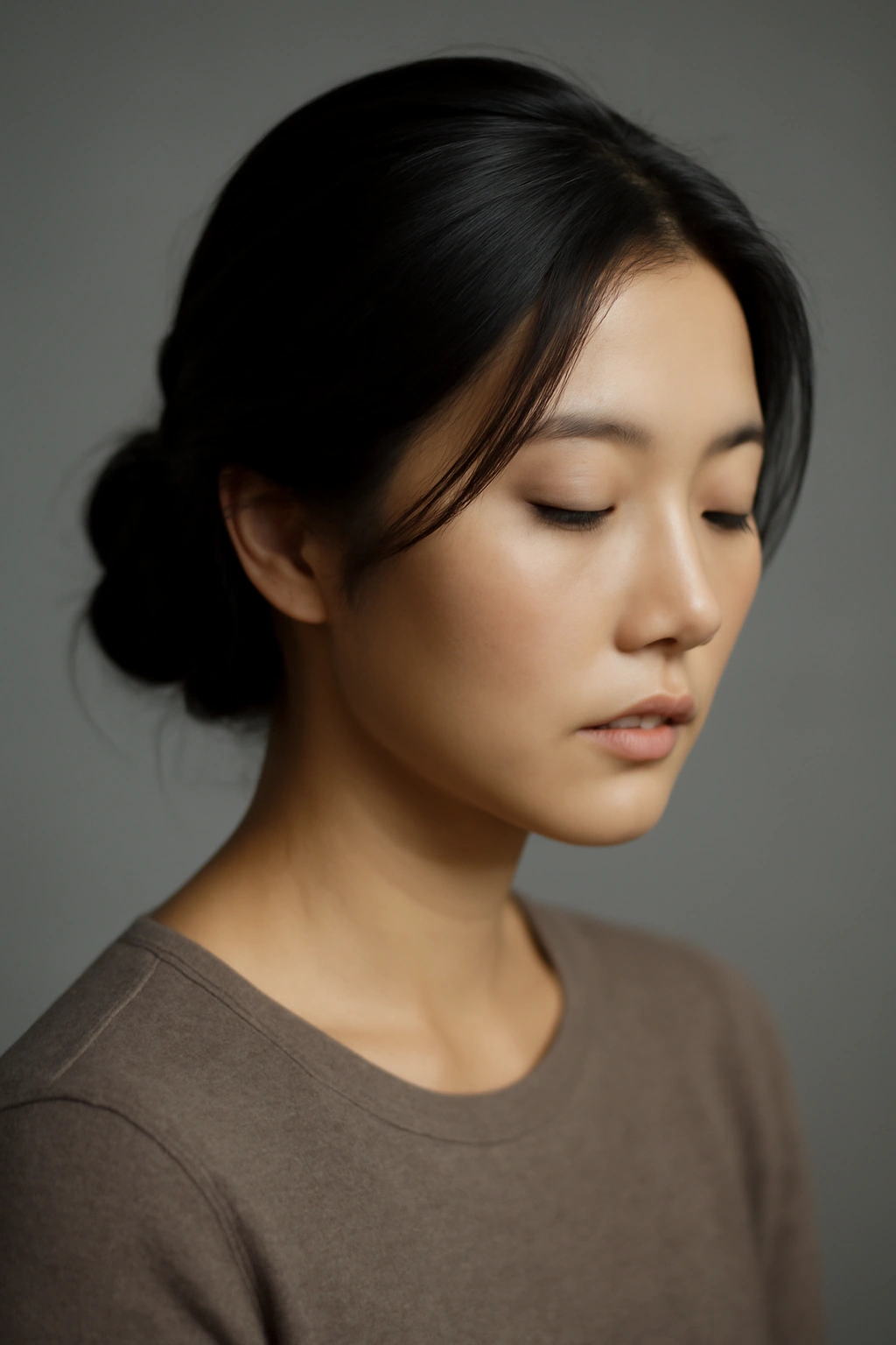 15 Korean Hairstyles Women Are Copying Right Now 16 Portrait of a person with a refined Korean-inspired hairstyle