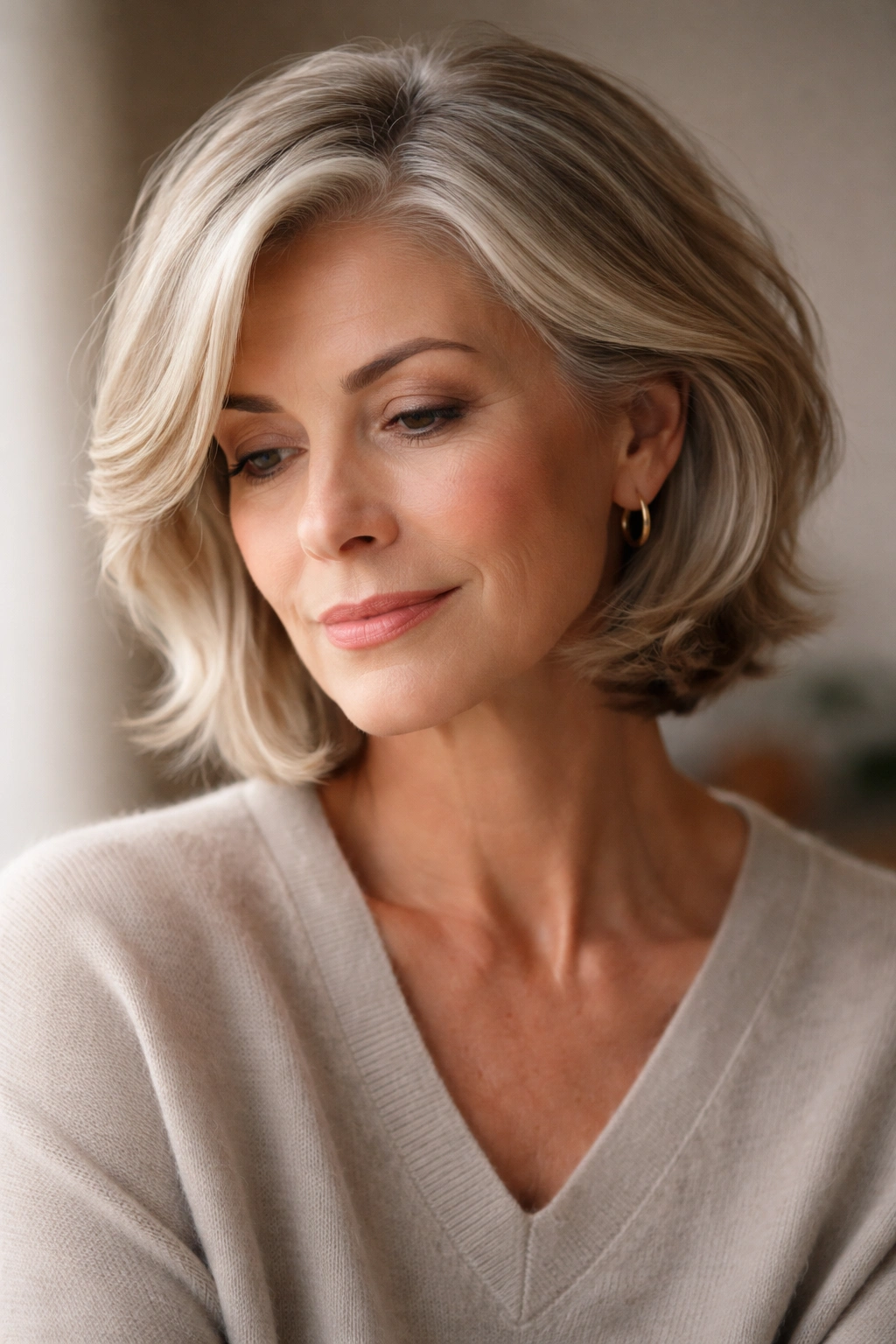 Contemplative portrait reflecting final hairstyle thoughts for older women