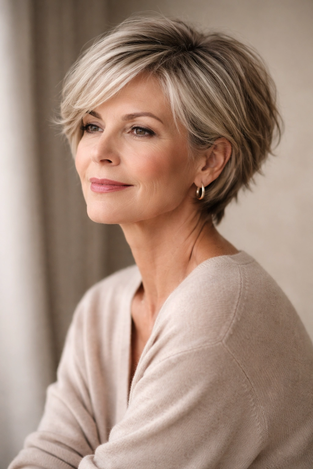 15 Youthful Haircuts That Flatter Older Women 17 Serene portrait of a mature woman with a chic haircut
