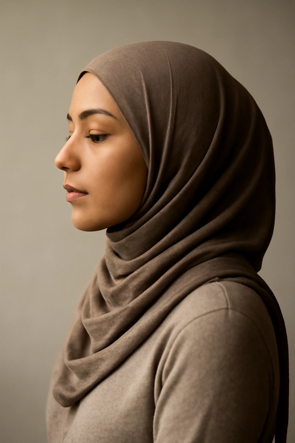 10 Everyday Hairstyles for Women Who Wear a Hijab 11 Hijab-wearing woman in thoughtful pose, showcasing confident personal style