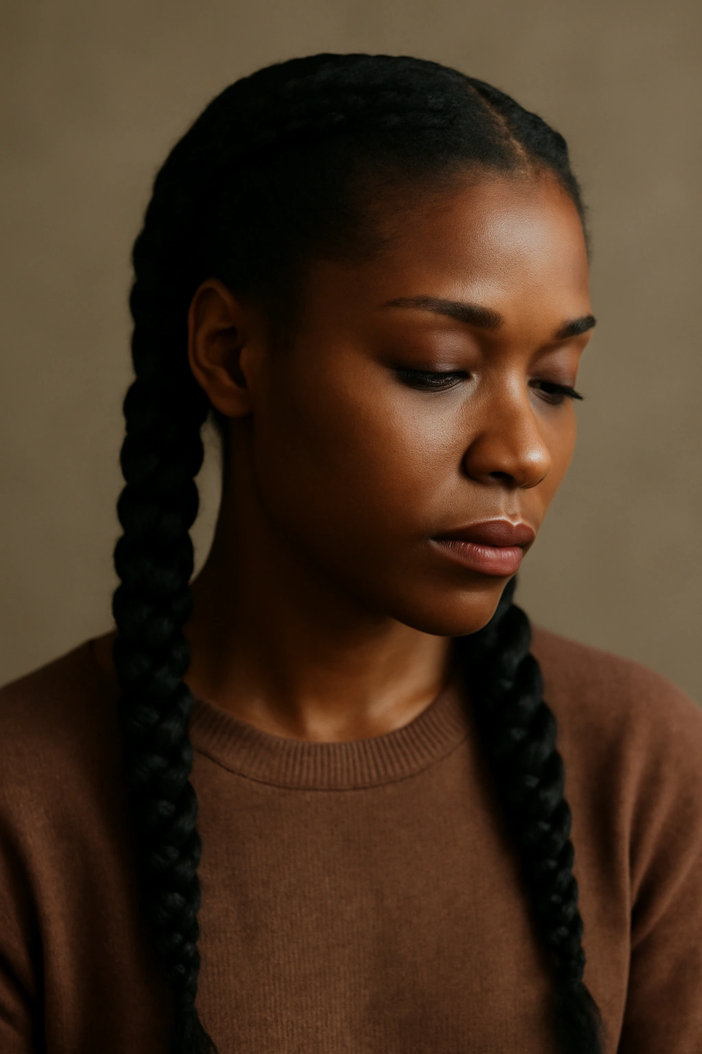 10 Pigtail Braid Styles Black Women Should Bookmark 11 Contemplative portrait of a person with neat pigtail braids
