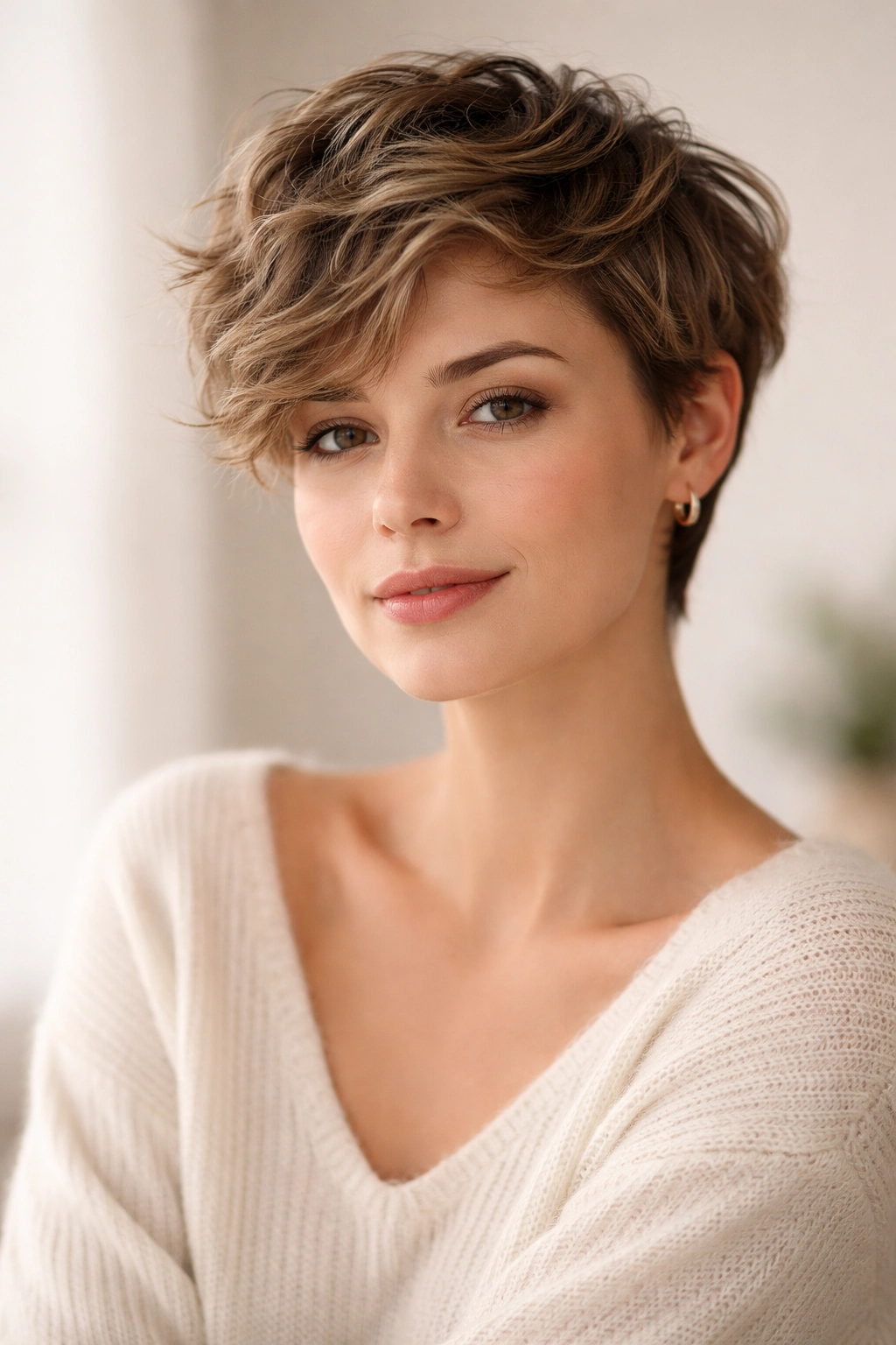 10 Wavy Pixie Cuts That Almost Style Themselves 11 Calm portrait reflecting final thoughts on wavy pixie styling