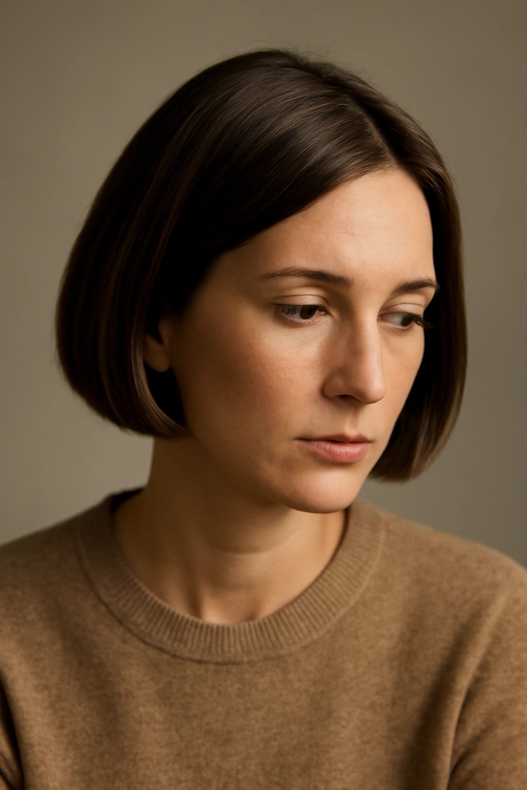 Thoughtful portrait of a person with a classic bob, representing final thoughts on hair styling