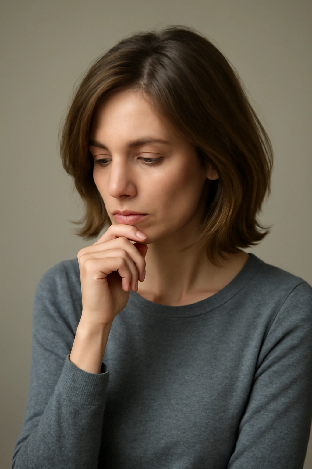 Thoughtful portrait of a person reflecting on hairstyles
