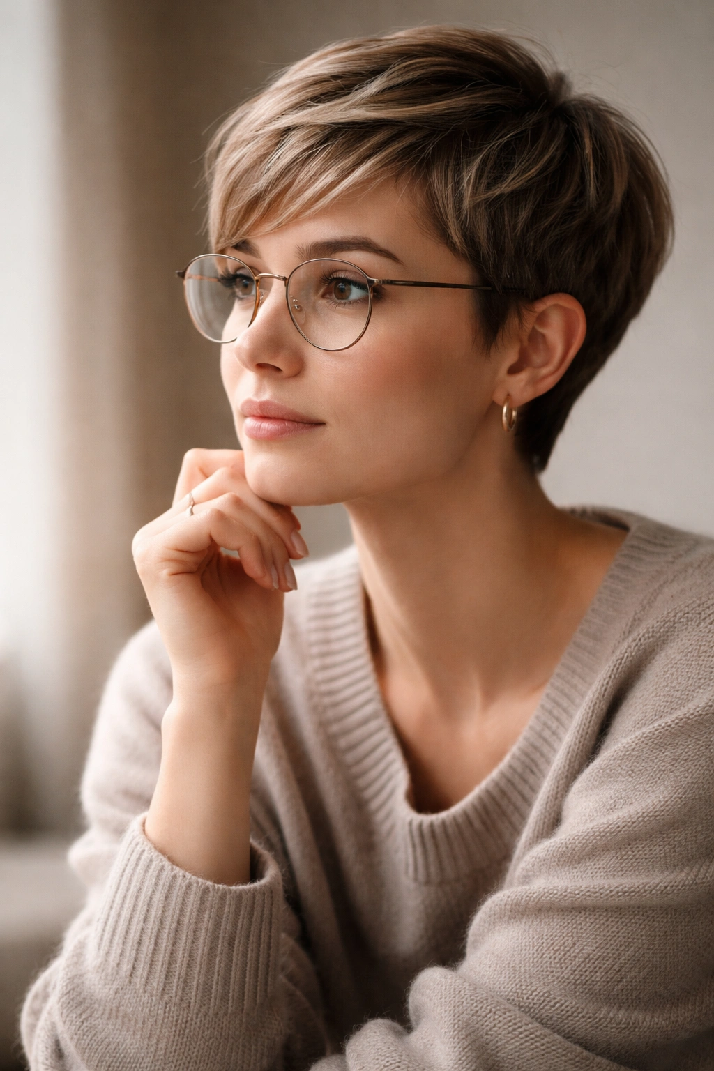 Contemplative portrait reflecting on final hairstyle thoughts