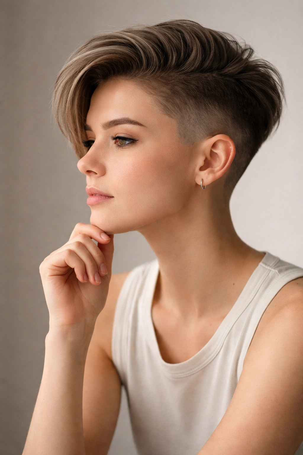 Contemplative portrait in a minimal studio, representing final thoughts