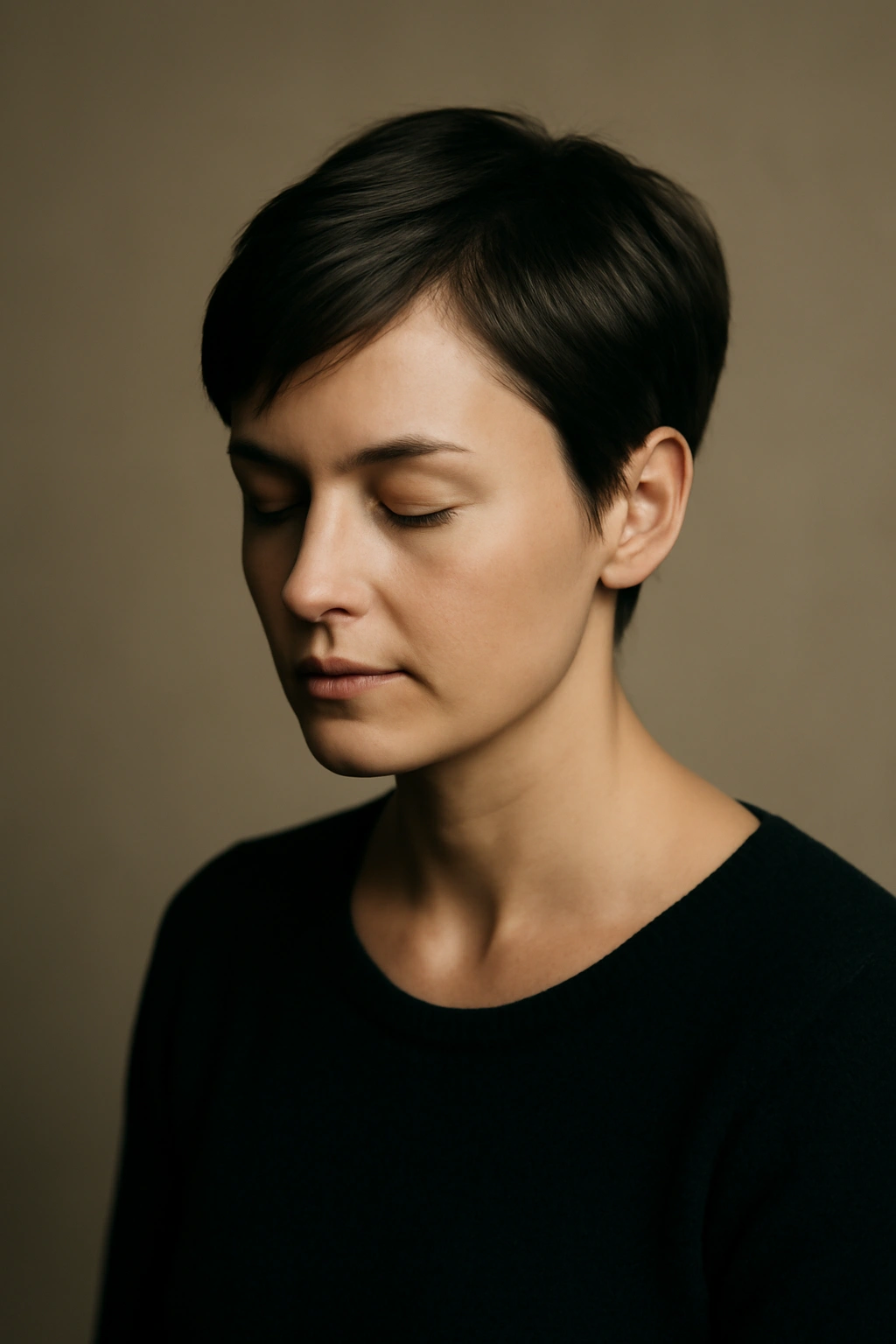 10 Formal Styles That Make Short Hair Look Dressy 11 Minimalist portrait conveying final thoughts on formal short hair styling