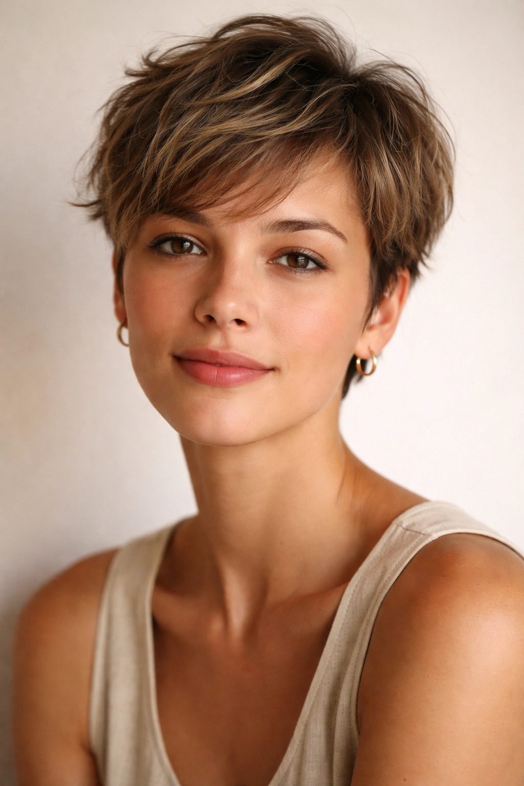12 Travel Friendly Short Hairstyles That Pack Well 13 Close-up portrait of a person with short textured hair, calm expression, travel-friendly style