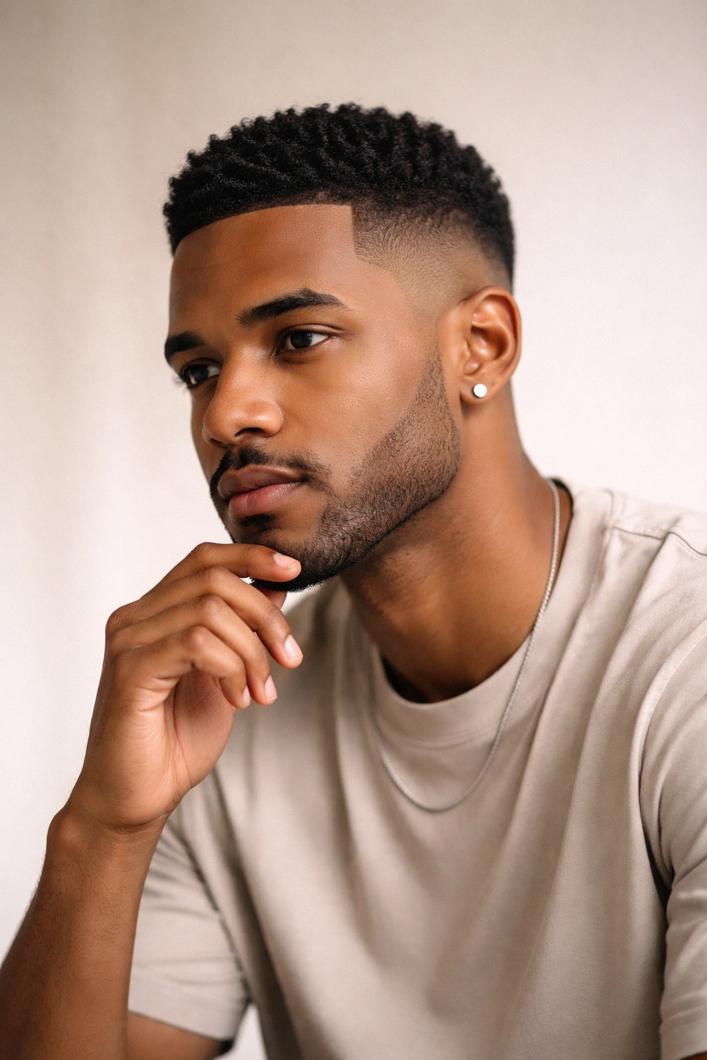 Contemplative portrait highlighting a temp fade