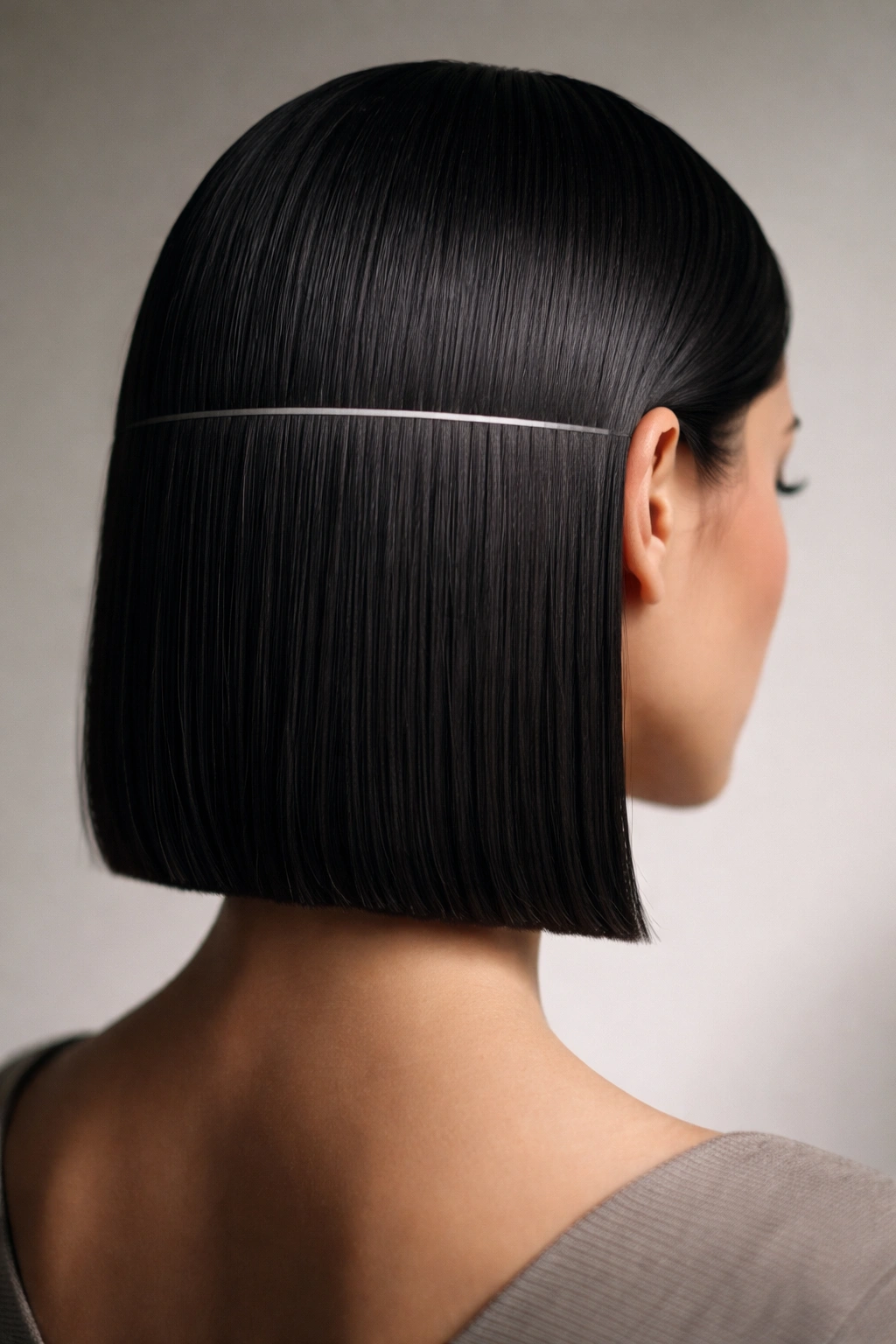 Close-up of a minimalist head bust with a straight hairline symbolizing precise haircuts