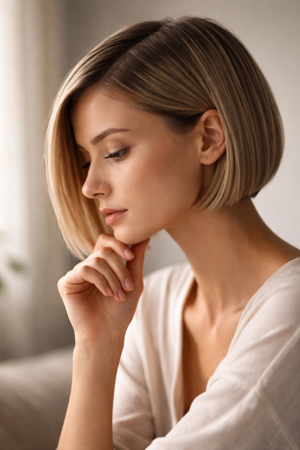 15 Short Haircuts That Work Best On Straight Hair 16 Contemplative portrait with short straight hair and crisp lines