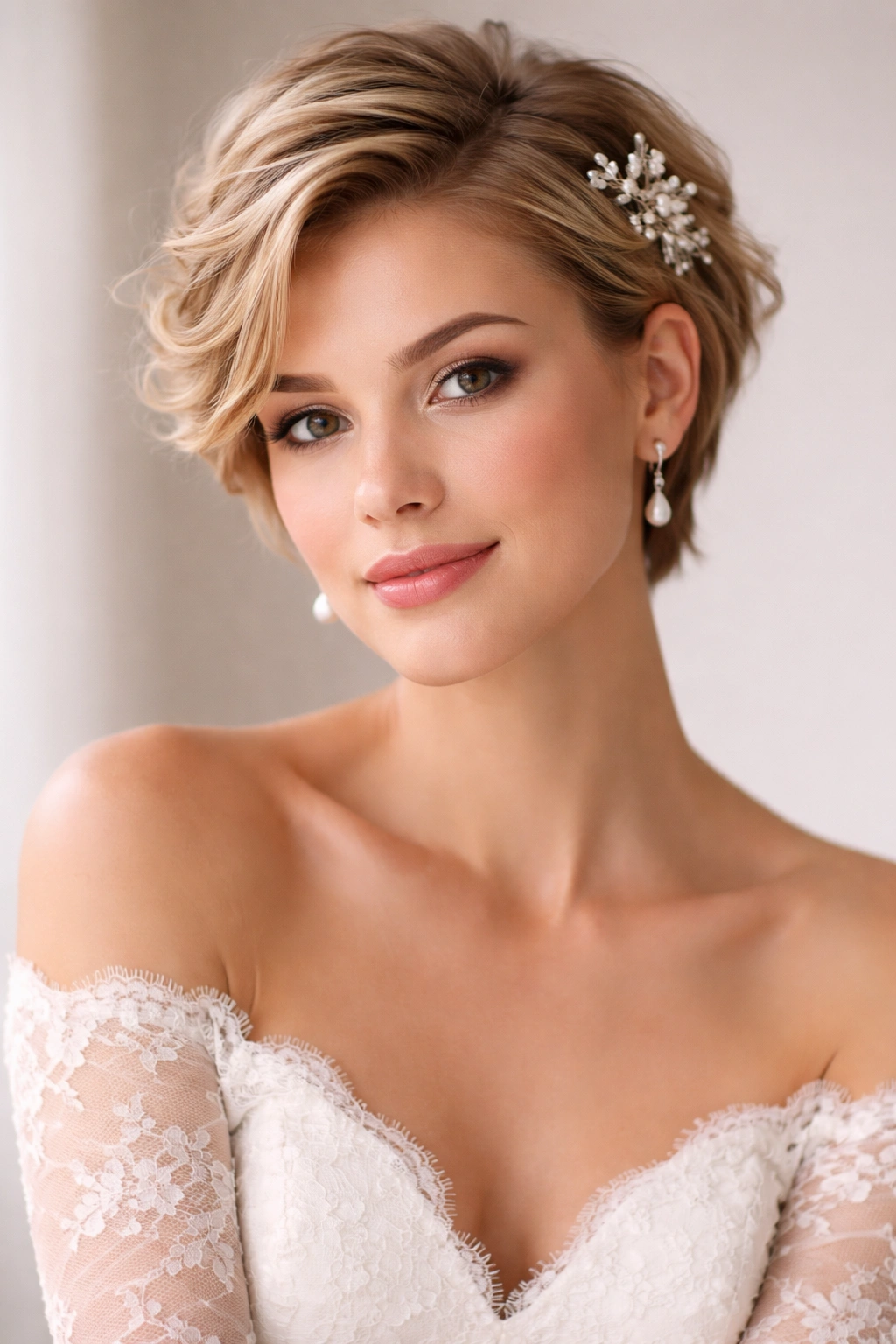 Portrait of a person with short hair in a calm studio