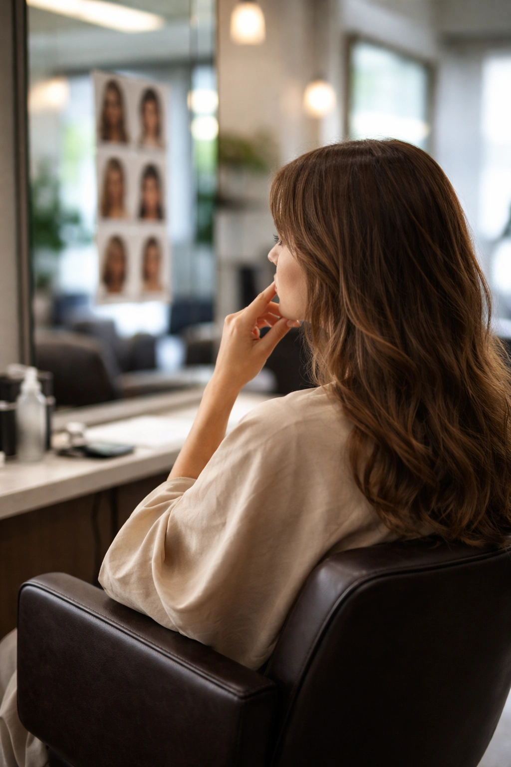Silhouette of person thinking in a salon chair