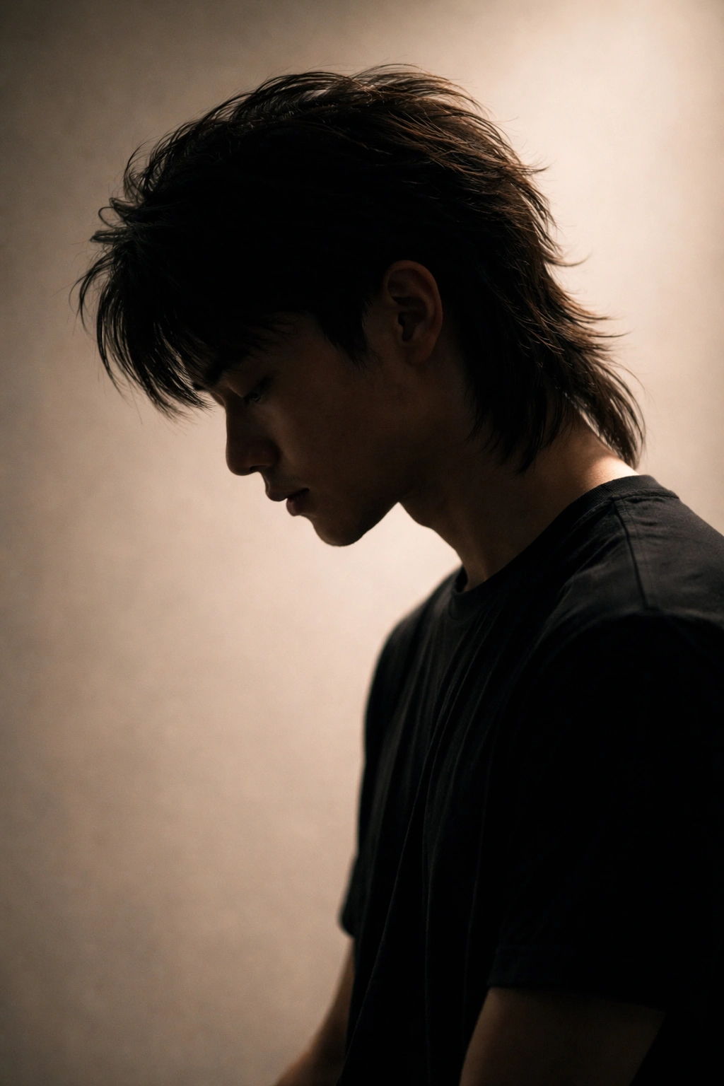 Silhouette of a contemplative person against a neutral backdrop