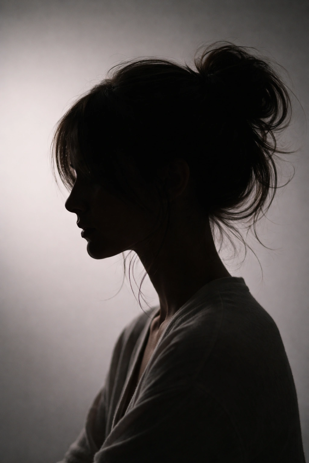 Profile silhouette of a contemplative person, representing final thoughts on haircuts and volume