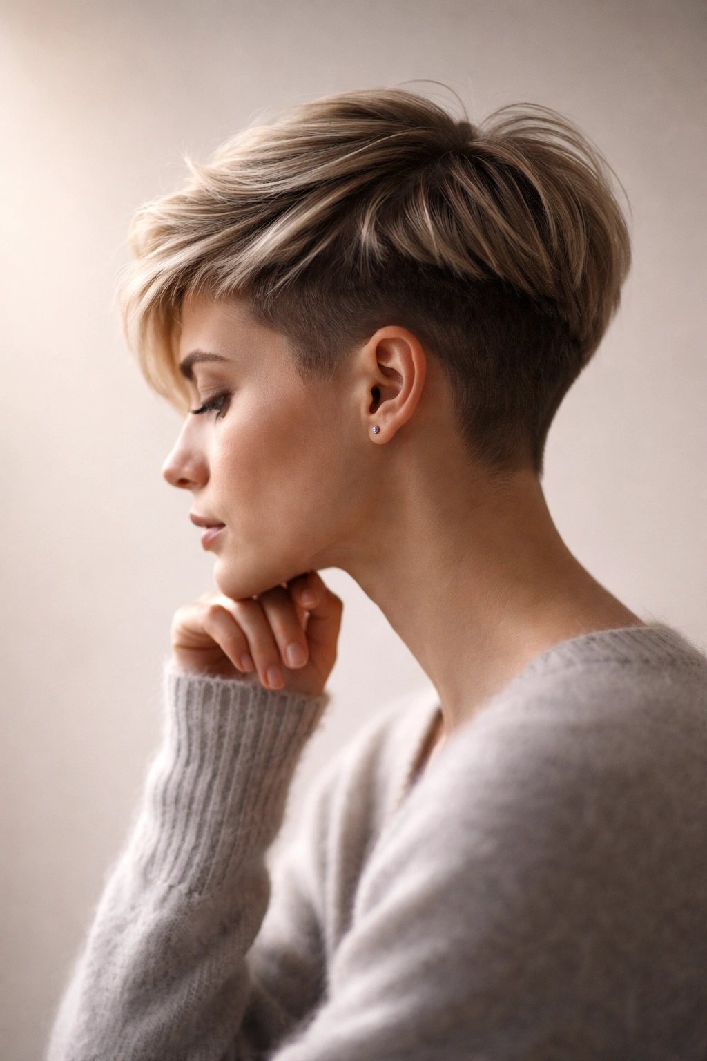 Abstract silhouette of a head with a short undercut pixie symbolizing final thoughts