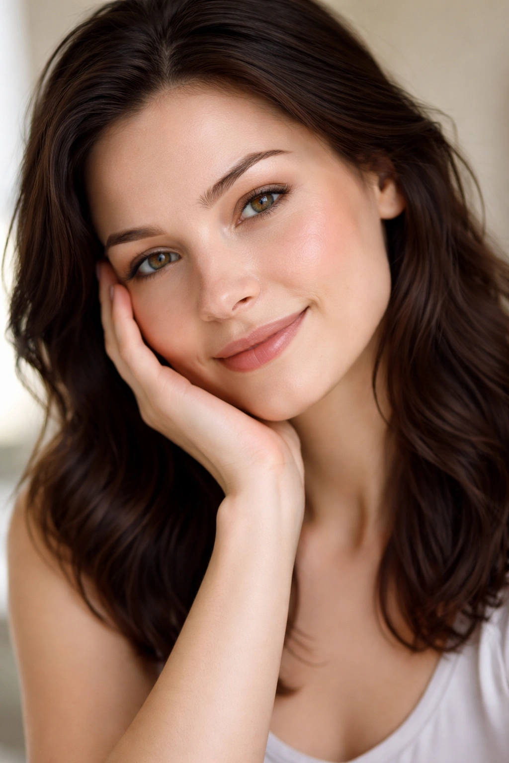 Calm portrait highlighting clear skin after dye stain removal
