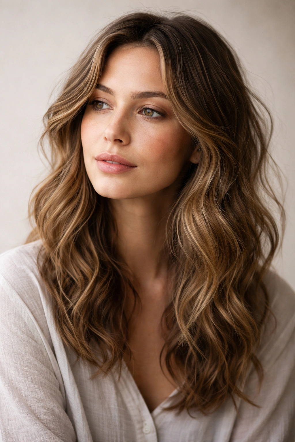 15 Wash And Wear Haircuts For Naturally Wavy Hair 16 Contemplative portrait of a person with natural waves.