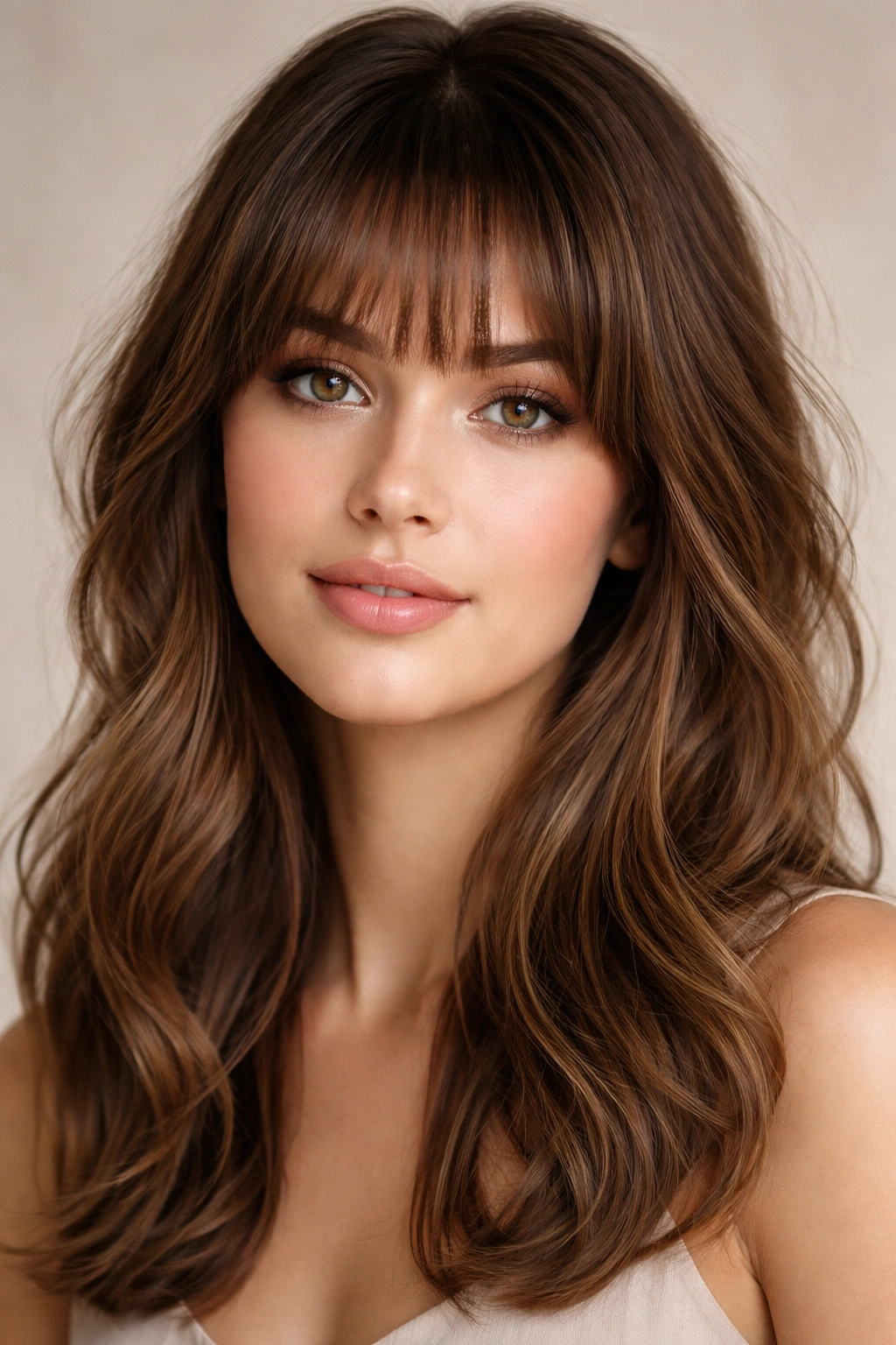 Portrait showing a flattering fringe tailored to the wearer's features