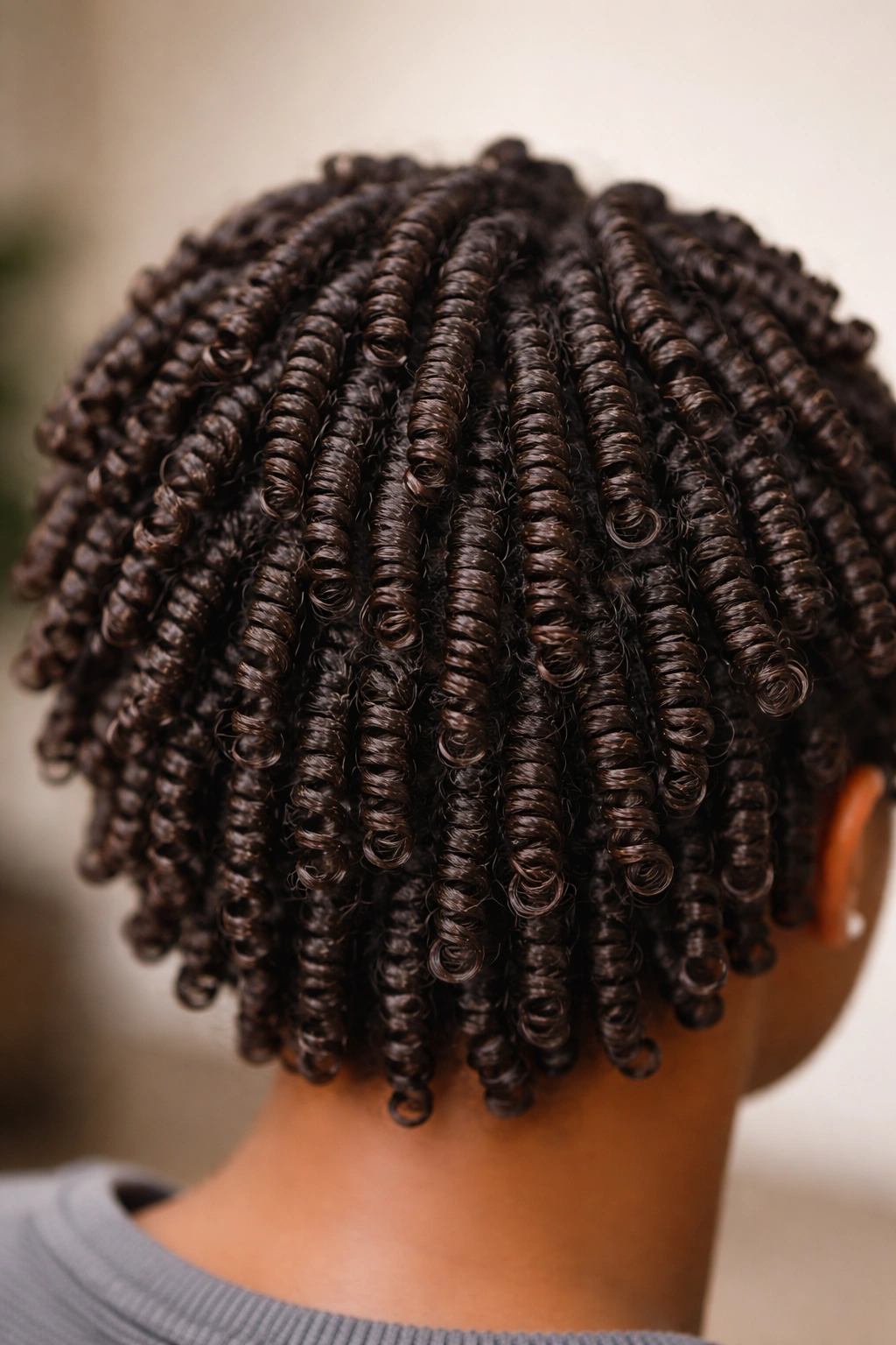 Macro close-up of finger coils with tight spirals