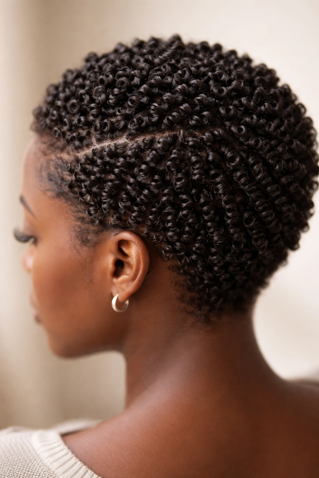 20 Short Natural Hairstyles You Ll Want To Try 8 Close-up of tight finger coils on short natural hair showing defined texture.