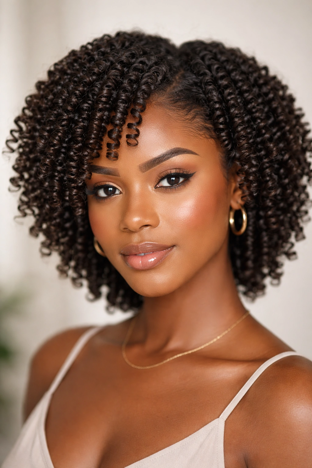 Close-up of finger coils forming defined spiral curls
