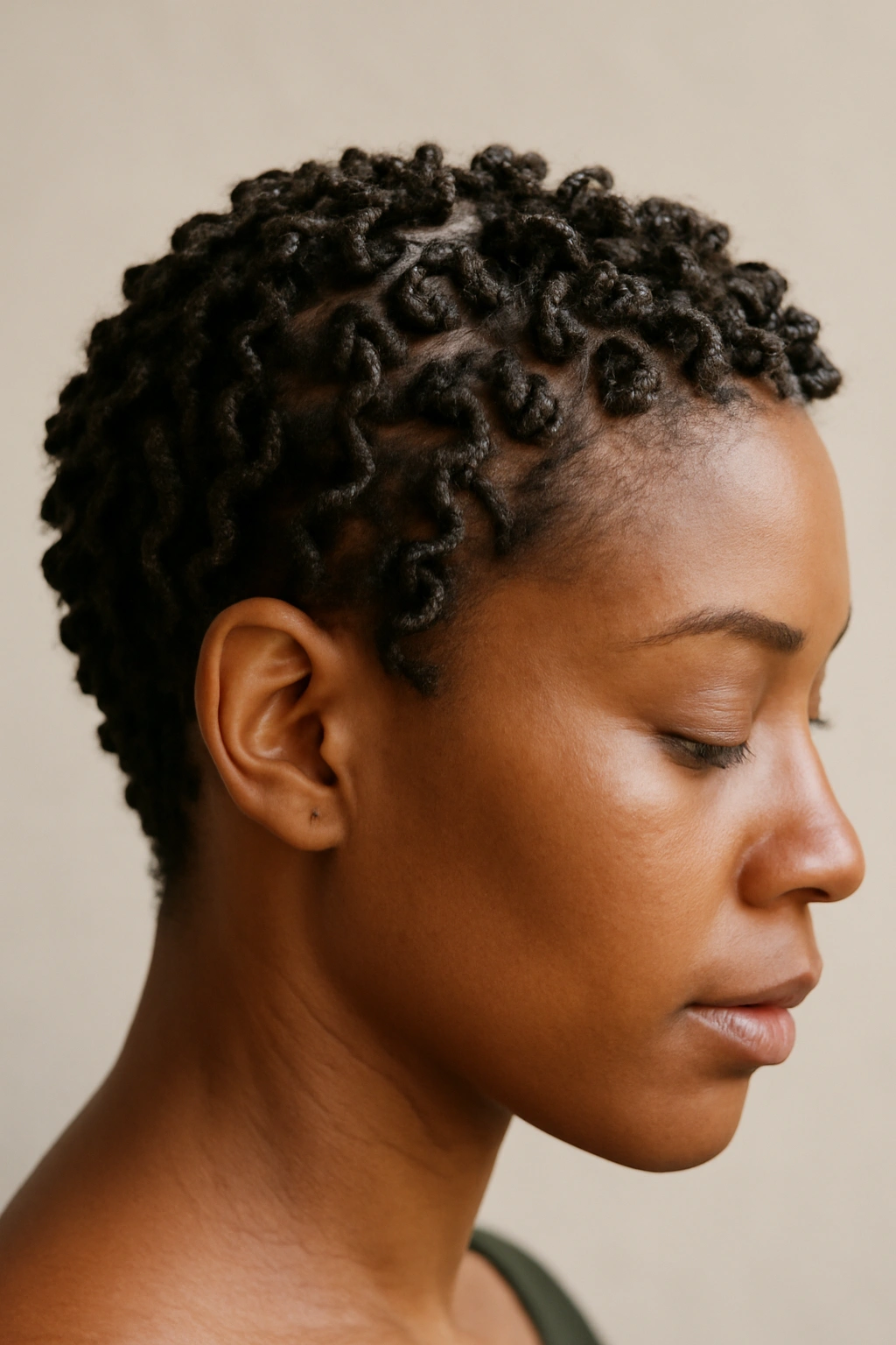 20 Short Natural Hairstyles for Black Women to Save 16 Top view of finger coils texture on short natural hair