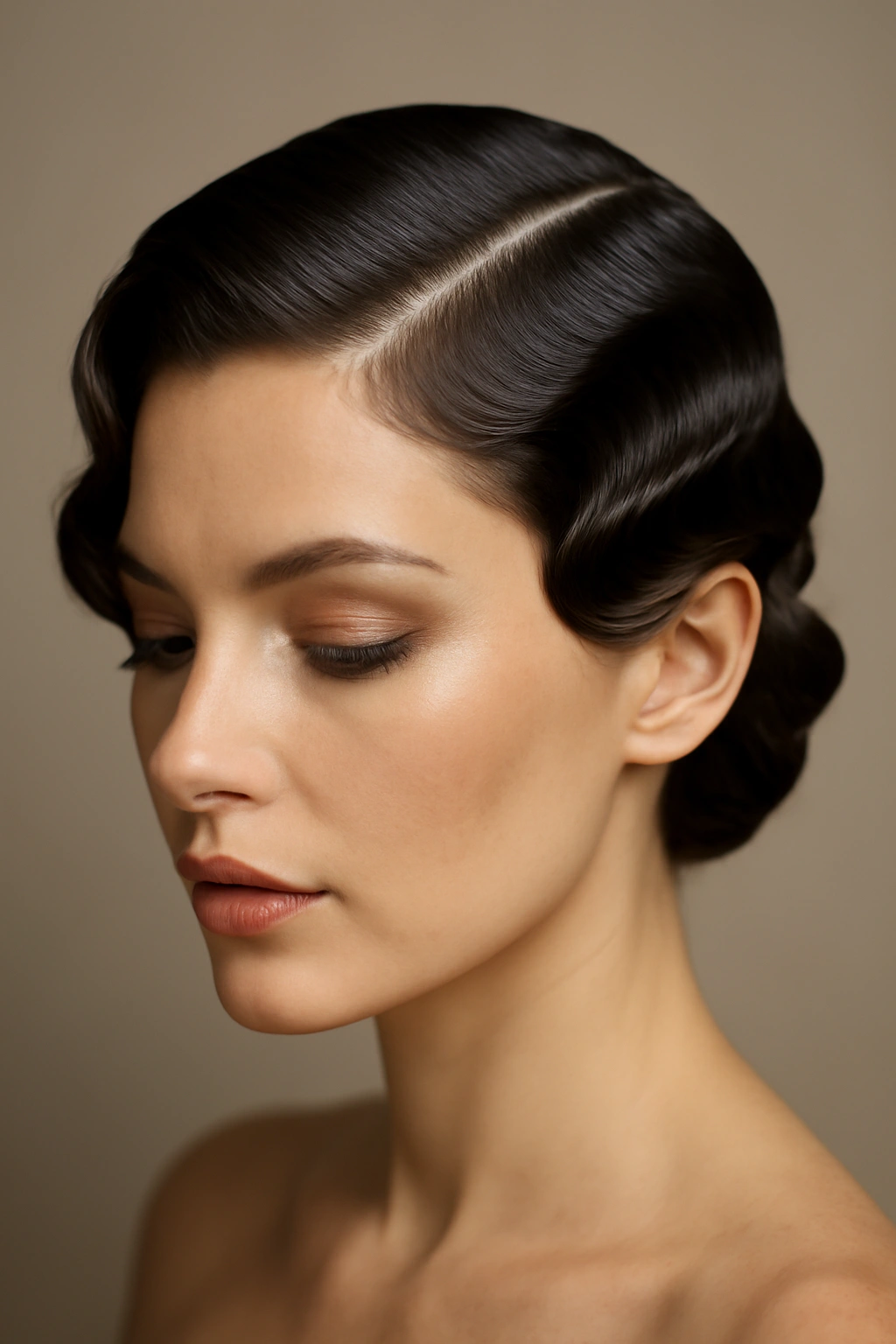 25 Wedding Hairstyles From Pixie Cuts to Long Waves 8 Finger waves with a deep side part for a modern vintage wedding