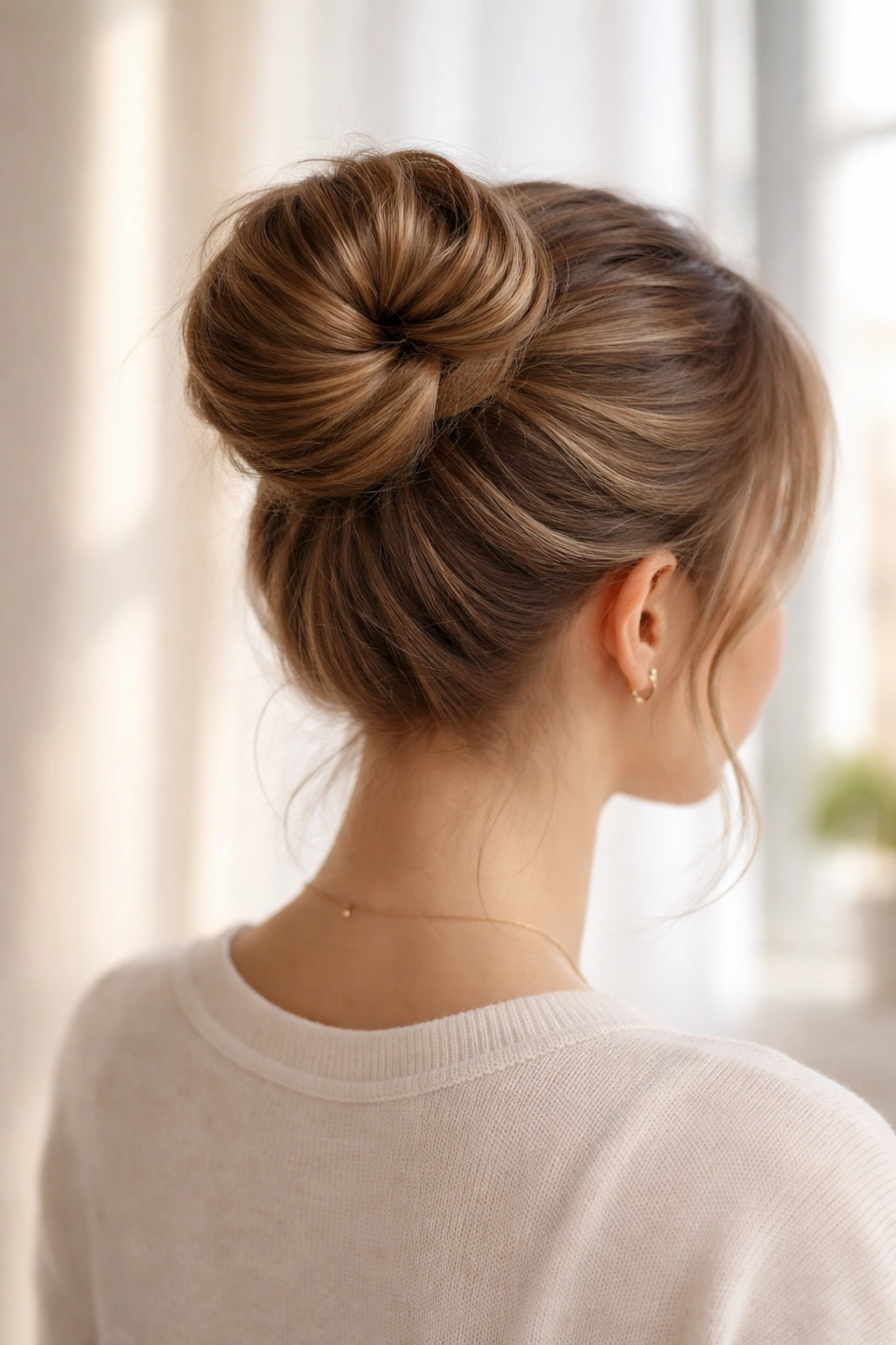 Finished textured bun with polished look against neutral background