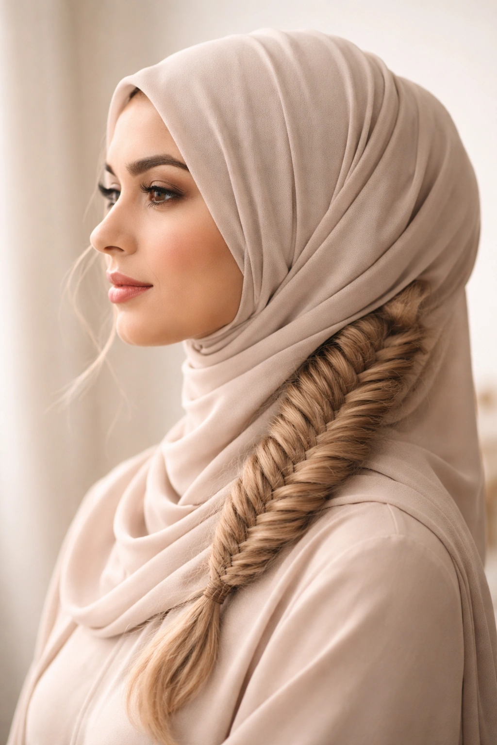 Fishtail braid with delicate texture along the side