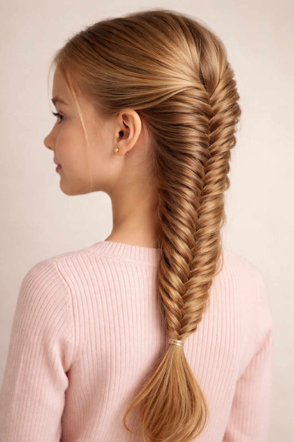 Intricate fishtail braid in two strands with a soft, delicate look