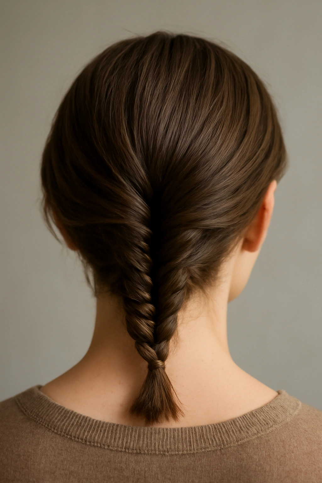 Nape fishtail braid with intricate pattern at base of neck