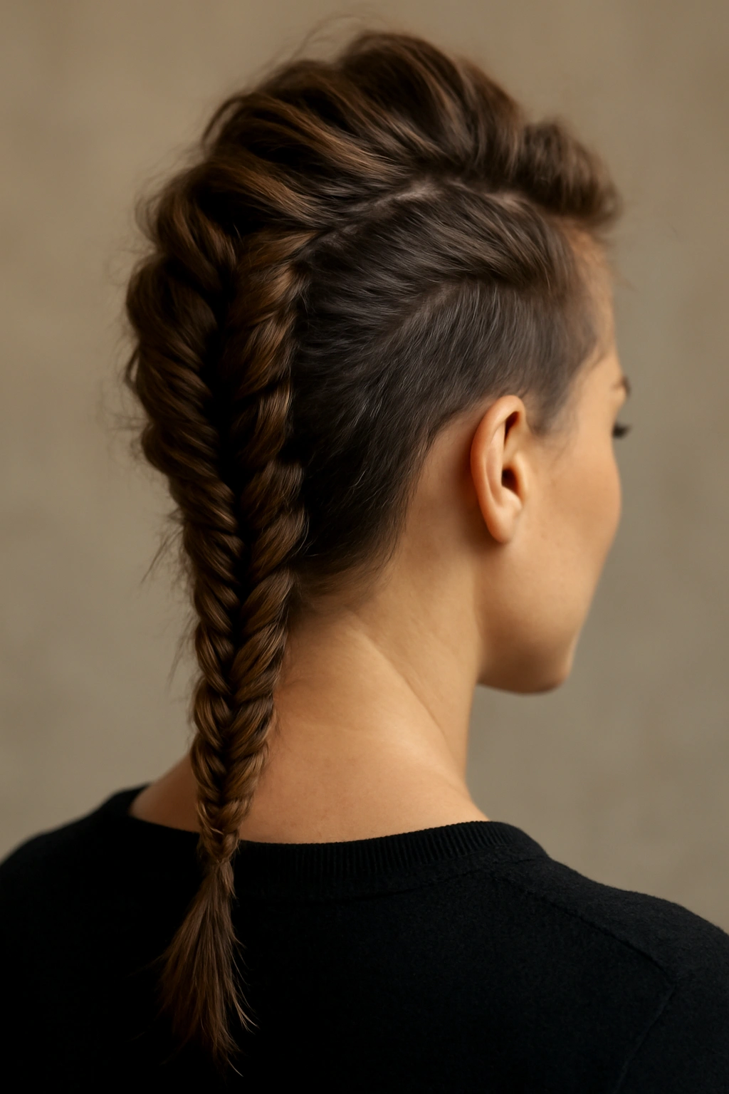 10 Mohawk Braid Styles for Short and Medium Hair 4 Fishtail mohawk braid with two thick strands forming center texture