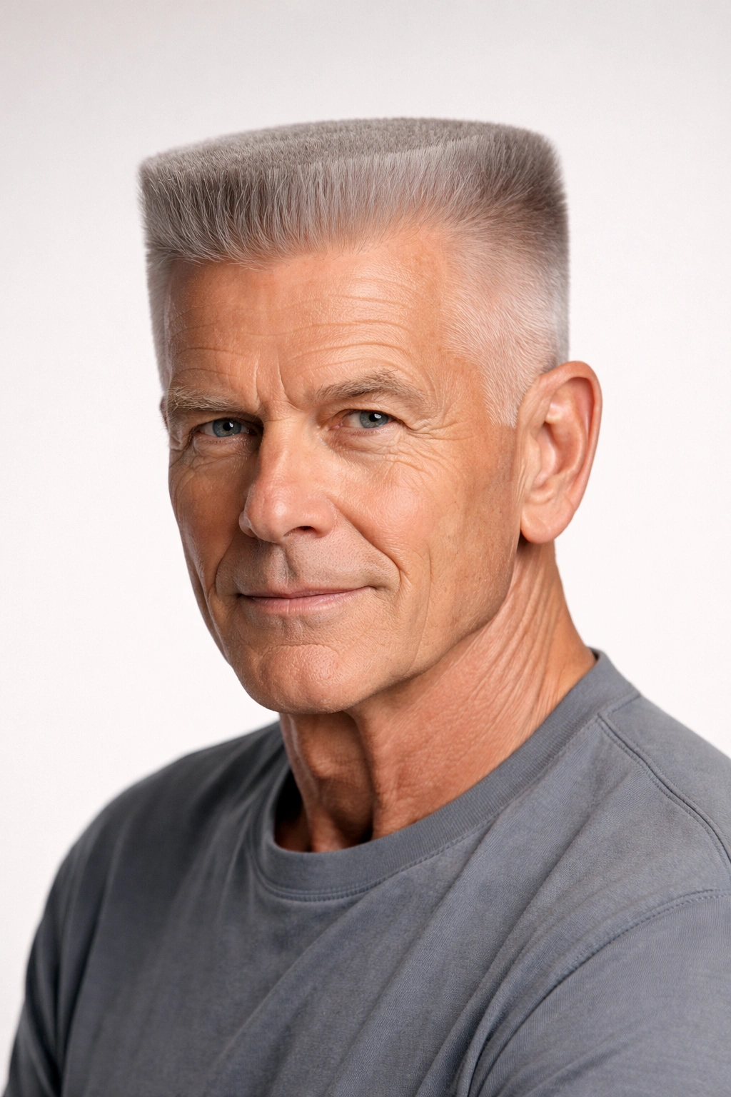 Man with flat top hairstyle and short sides