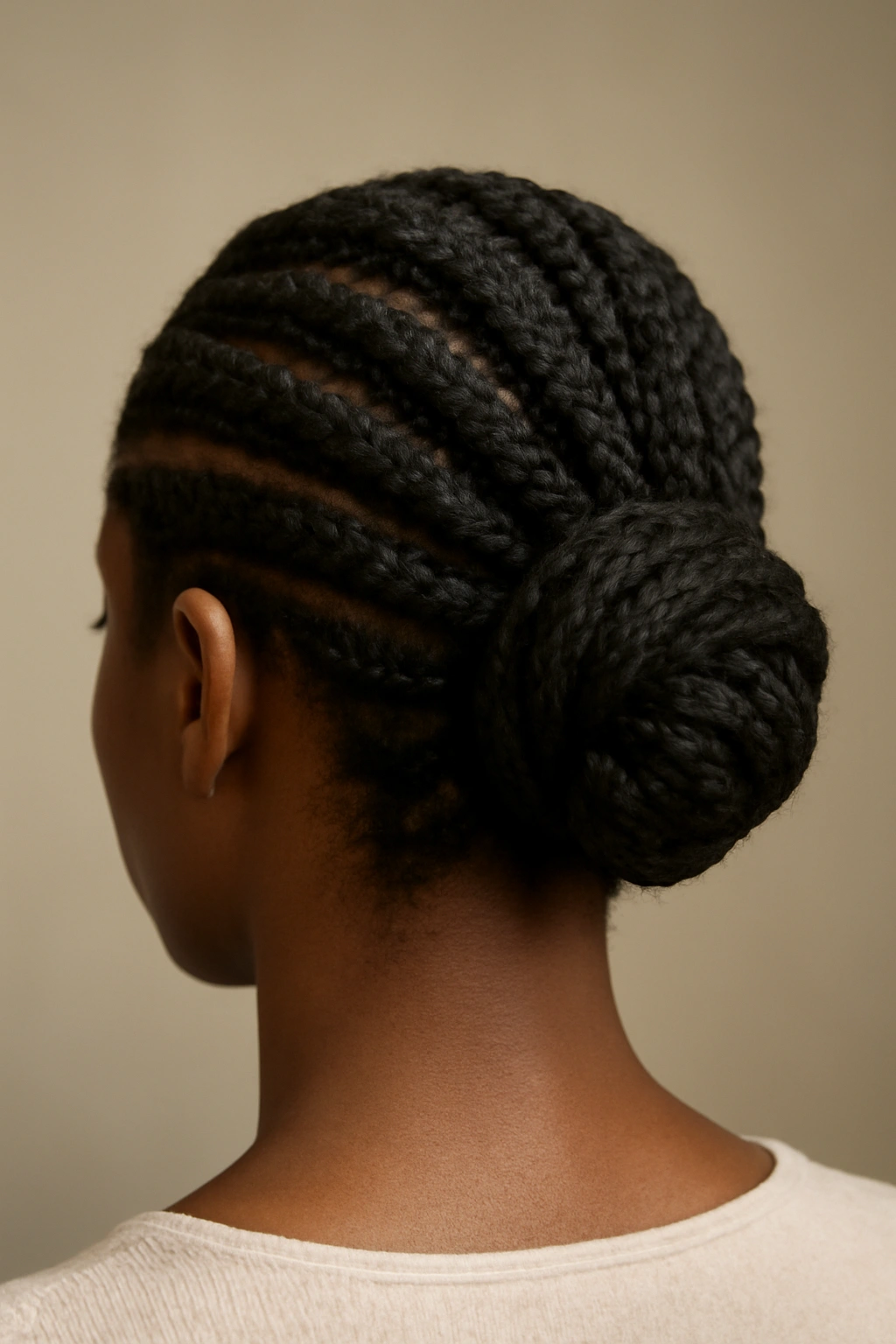 10 Flat Twist Styles Every Natural Hair Woman Needs 7 Close-up of an elegant flat twist updo featuring a wrapped bun at the back of the head