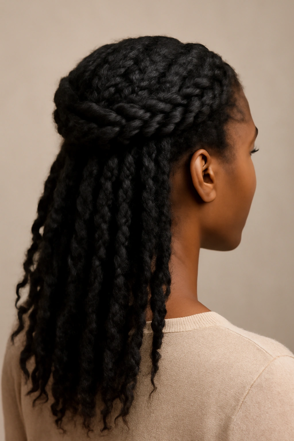 10 Flat Twist Styles Every Natural Hair Woman Needs 5 Flat twist braided crown with cascading ends along the back