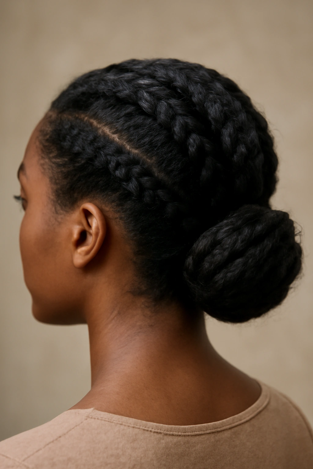 10 Flat Twist Styles Every Natural Hair Woman Needs 2 Flat twist crown with gathered bun showing crown texture and bun