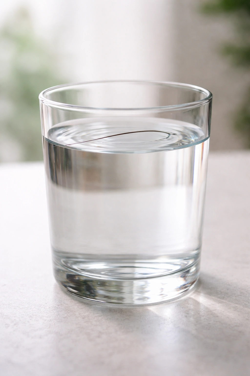 Hair strand floating in glass of water illustrating the float test for porosity