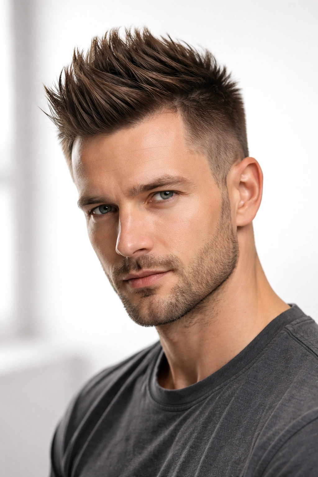 Faux hawk hairstyle with center peak