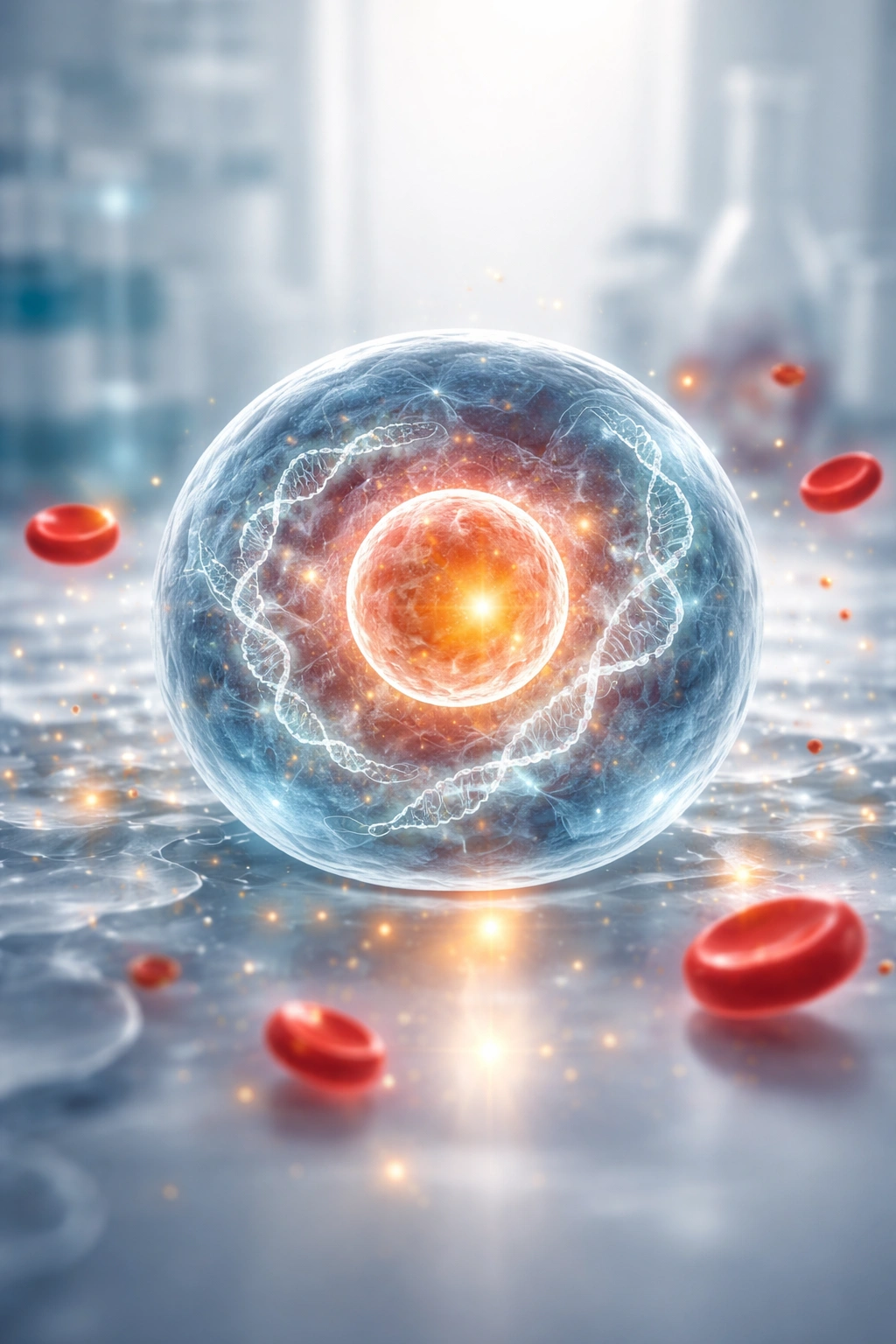 Abstract cell visualization representing folic acid's role in body processes