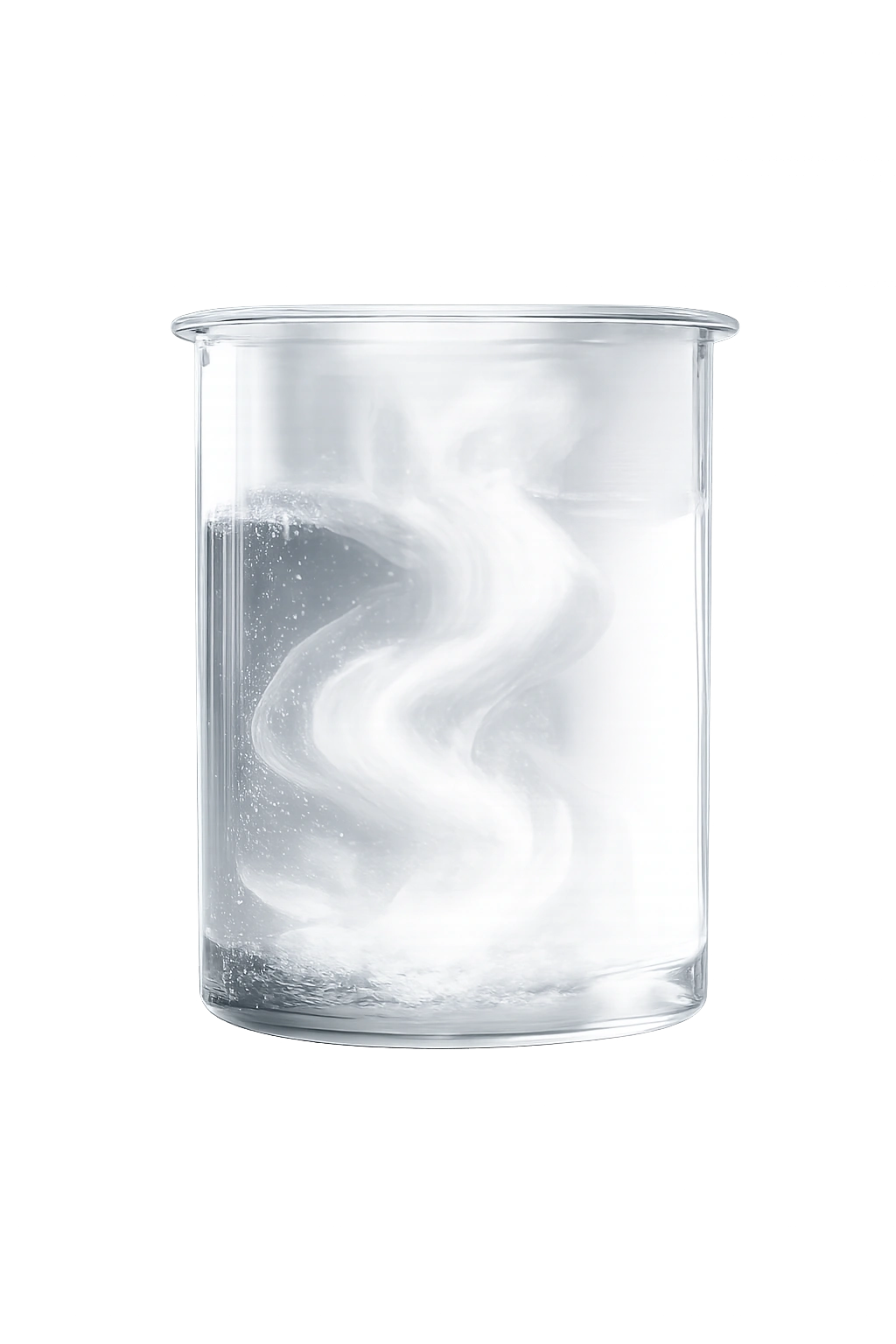 Abstract vapor swirl in a glass container representing formaldehyde safety concerns