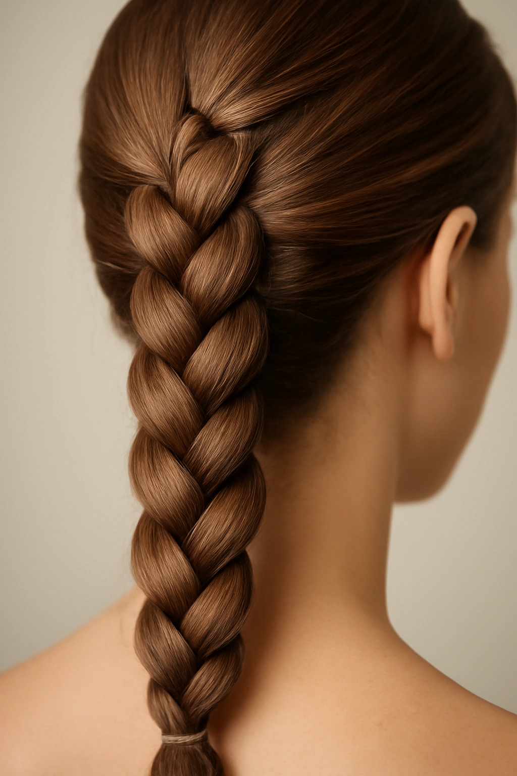 Close-up of a four-strand braid along the back of a head