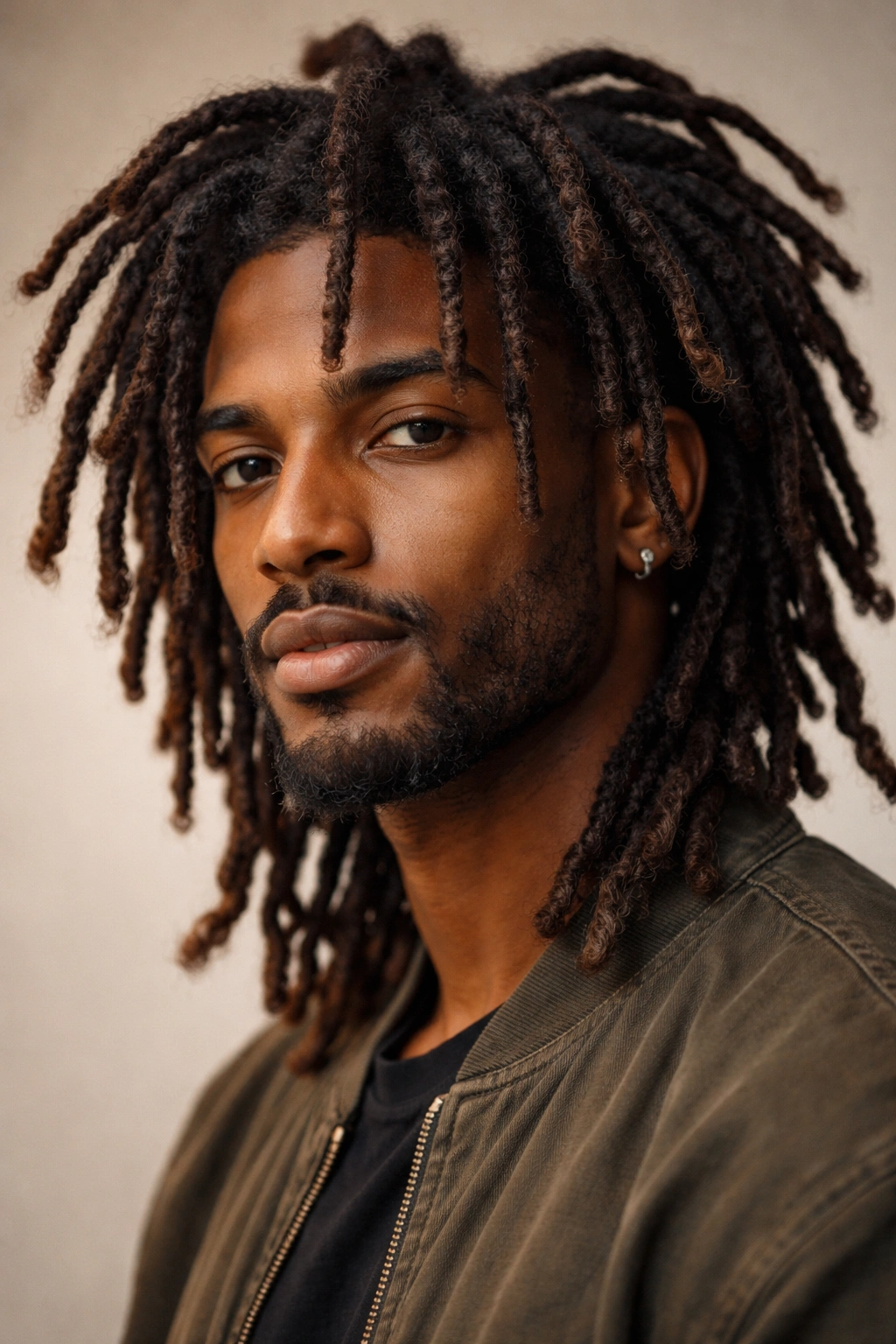 Portrait of a man with natural freeform locs