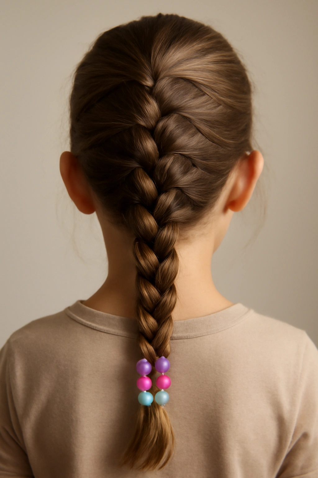 10 Pretty Beaded Braid Styles for Little Girls 4 French braid with beaded accents at the lower section.